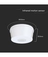 Bevegelsessensor 360° PIR, 1000W - Utenpåliggende, rekkevidde opptil 30m, IP20 innendørs, hvit