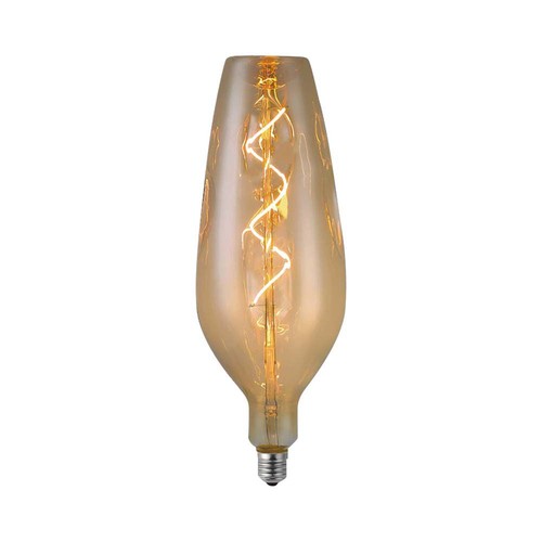 E27 4W LED filament spiralpære - B125, 250lm, 2700K, Amber/Smoky glass, 300° utstråling