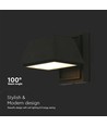 15W LED vegglampe med opp/ned lys - IP65 utendørs, 130lm/W, sort, 16x16,5cm, inkl. lyskilde