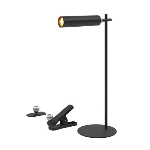 Oppladbar 3-i-1 LED-lampe - Magnetisk, sort, dimbar, inkl. fot og 2 stk. monteringsbraketter