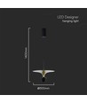 9W designer pendel - Sort/Gull, 1000lm, IP20, metall, 30x320x100cm