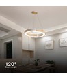 32W LED designer pendel - Ø43cm, hvit med tredetaljer, 3000K, 4000lm