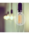E14 6W LED kronepære - P45, filament, klart glass