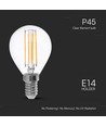 E14 6W LED kronepære - P45, filament, klart glass