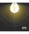 E14 6W LED kronepære - P45, filament, klart glass