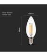 E14 6W LED kronelys - Filament, klart glass, 800lm, 133lm/W