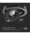 12W LED Downlight - COB, 3i1, Sort hus