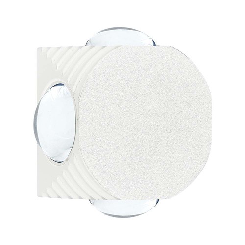 4W rund LED vegglampe med 4 lysstråler - IP54, hvit, 3000K, 4-veis lys, moderne design