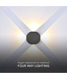 4W rund 4-veis LED vegglampe - Sort, IP54, COB LED, varm hvit, inkl. lyskilde