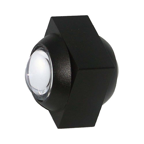 2W LED vegglampe med opp/ned lys - IP54, sort, COB LED, 4000K, 4x4x4cm