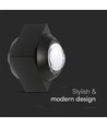 2W LED vegglampe med opp/ned lys - IP54, sort, COB LED, 4000K, 4x4x4cm