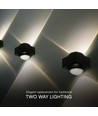 2W LED vegglampe med opp/ned lys - IP54, sort, COB LED, 4000K, 4x4x4cm