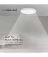 18W Kuppel Lys - LED, 3000K, Rund, Hvit Ramme, IP44