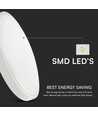 18W LED DOME Lys - Mikrobølgesensor, 3000K, Rund, Hvit Ramme, IP44