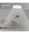 18W LED DOME Lys - Mikrobølgesensor, 3000K, Rund, Hvit Ramme, IP44