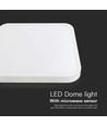 18W LED Dome Lys - Mikrobølge Sensor, 4000K, Kvadratisk, Hvit Ramme, IP44