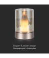 2W LED oppladbar bordlampe med sensor - Champagne gull, ravfarget glass, 3000K, 360 grader, bevegelsessensor