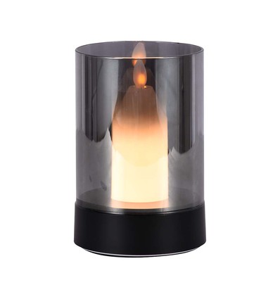 2W LED oppladbar bordlampe, bevegelsesdimmer - Sort/røykfarget, 3000K, 360 grader, elegant design