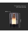 2W LED oppladbar bordlampe, bevegelsesdimmer - Sort/røykfarget, 3000K, 360 grader, elegant design