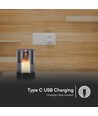 2W LED oppladbar bordlampe, bevegelsesdimmer - Sort/røykfarget, 3000K, 360 grader, elegant design