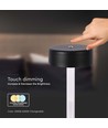 3W oppladbar LED bordlampe, 5V - 3-i-1 CCT, touch dimbar, sort, inkl. USB-kabel