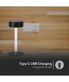 3W oppladbar LED bordlampe, 5V - 3-i-1 CCT, touch dimbar, sort, inkl. USB-kabel