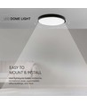 36W LED Dome Lys - 4000K, Rund, Svart Ramme, IP44