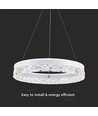 25W Hengelampe - LED, Enkelt ring, 3000K, Hvit