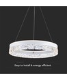 25W LED Designer pendel, Ø50cm - Ring design, hvit, 3000lm, 3000K, varm hvit