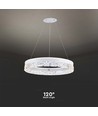 25W LED Designer pendel, Ø50cm - Ring design, hvit, 3000lm, 3000K, varm hvit