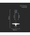 9W LED pendel - 1000lm, 3000K, hvit-grå kropp, 30x320x100cm