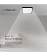 V-Tac 48W LED taklampe - 42 x 42cm, svart kant, inkl. lyskilde