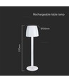 3W LED Bordlampe - Touch Dimbar, Transparent Stang, 3000K, Hvit Hus