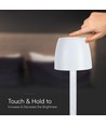 3W oppladbar LED bordlampe, touch dimbar - 310lm, 3000K, sort/transparent, høyde 37cm