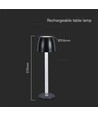 3W oppladbar LED bordlampe, touch dimbar - 3000K, 1800mAh, sort, DC 5V