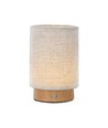 V-Tac oppladbar bordlampe - Touch dimbar, tre-finish, beige skjerm