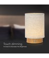 V-Tac oppladbar bordlampe - Touch dimbar, tre-finish, beige skjerm