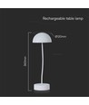 3W LED Bordlampe - Touch Dimbar, 3000K, hvit, Hus.