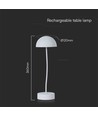3W oppladbar LED bordlampe med touch dim - 3000K, hvit, 5V, inkl. batteri