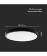 V-Tac 24W LED sensorlampe Ø35cm, IP44, Innebygd sensor, fjernkontroll, svart kant, inkl. lyskilde
