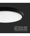 V-Tac 24W LED sensorlampe Ø35cm, IP44, Innebygd sensor, fjernkontroll, svart kant, inkl. lyskilde
