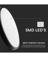 V-Tac 24W LED sensorlampe Ø35cm, IP44, Innebygd sensor, fjernkontroll, svart kant, inkl. lyskilde