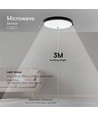 V-Tac 24W LED sensorlampe Ø35cm, IP44, Innebygd sensor, fjernkontroll, svart kant, inkl. lyskilde