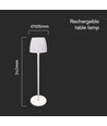 2,7W oppladbar LED bordlampe, hvit - Touch dimbar, 3-i-1 CCT, USB-C, høyde 34cm