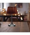 1,5W LED bordlampe, touch dimbar, brun skjerm - CCT, oppladbar, krom, inkl. batteri og USB-C