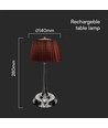 1,5W LED bordlampe, touch dimbar, brun skjerm - CCT, oppladbar, krom, inkl. batteri og USB-C