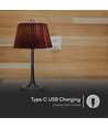 1,5W LED bordlampe, touch dimbar, brun skjerm - CCT, oppladbar, krom, inkl. batteri og USB-C