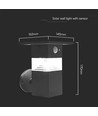 3W Solara vegglampe med sensor - IP54, 250lm, 3000K, solcelle, 3 års garanti