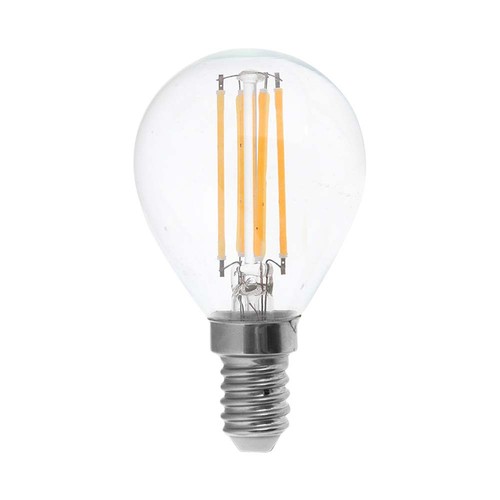 E14 6W LED filament kronepære - P45, 600lm, klart glass