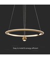 45W LED pendel, Ø60cm, børstet gull - 5500lm, 3000K, designer pendellampe, IP20
